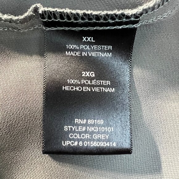 Norma Kamali Blouse Womens XXL Gray Sheer Button Down Ruffle Bib Whimsical - Picture 10 of 10